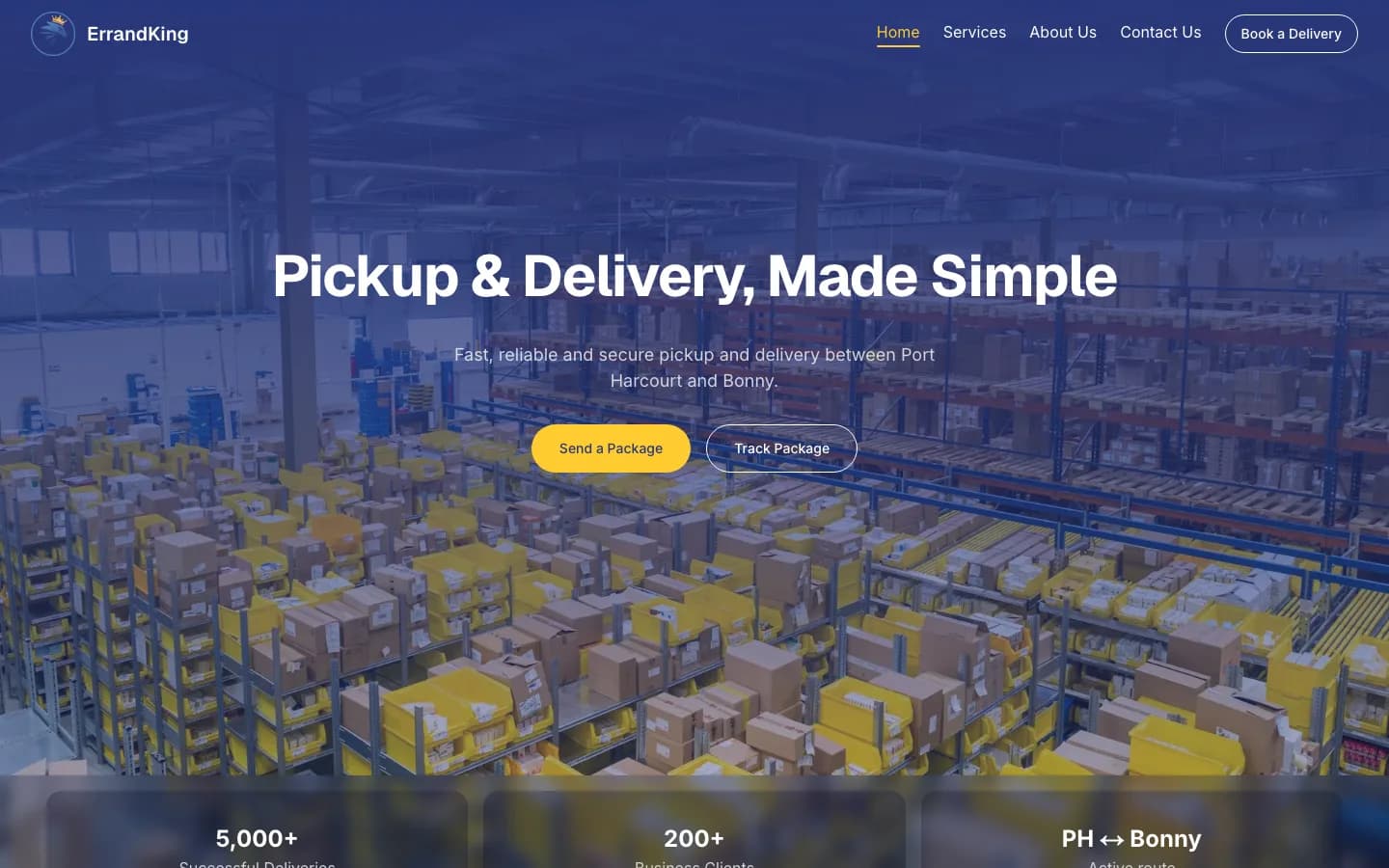 ErrandKing homepage: pickup and delivery, made simple